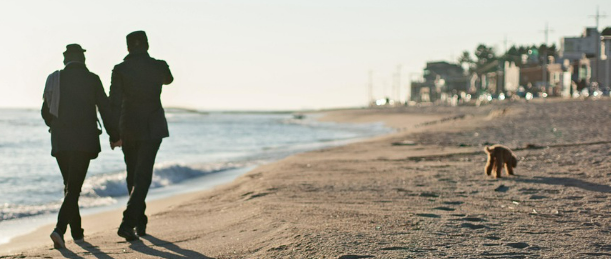 강아지와 함께 산책하는 사람들 이미지