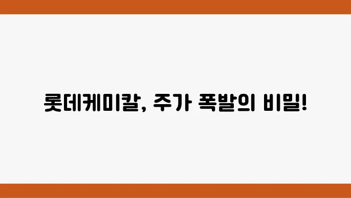 롯데케미칼 주식 투자 유의사항