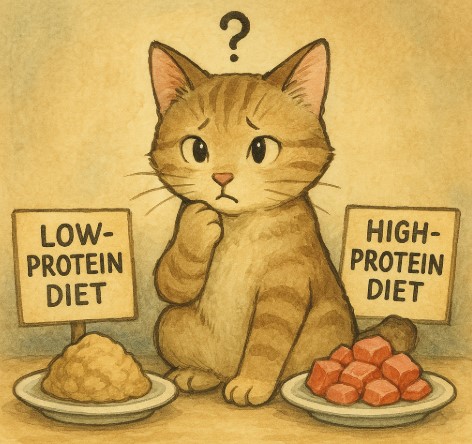 고양이 저단백식이 vs 고지방식이, 신장기능에 미치는 영향