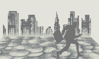 코인위를 뛰는 이미지