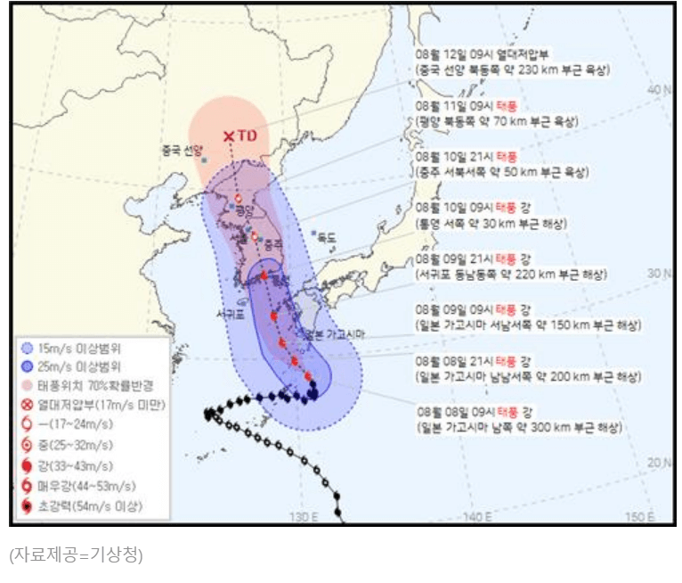 태풍 카눈 경로