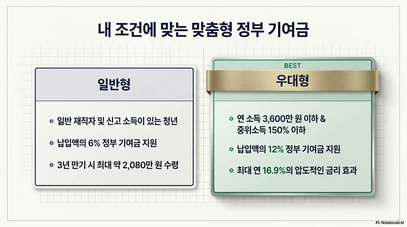 청년미래적금 일반형 우대형 비교