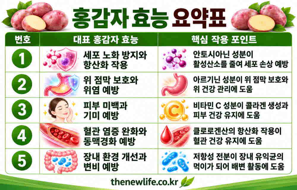 홍감자 효능 요약표