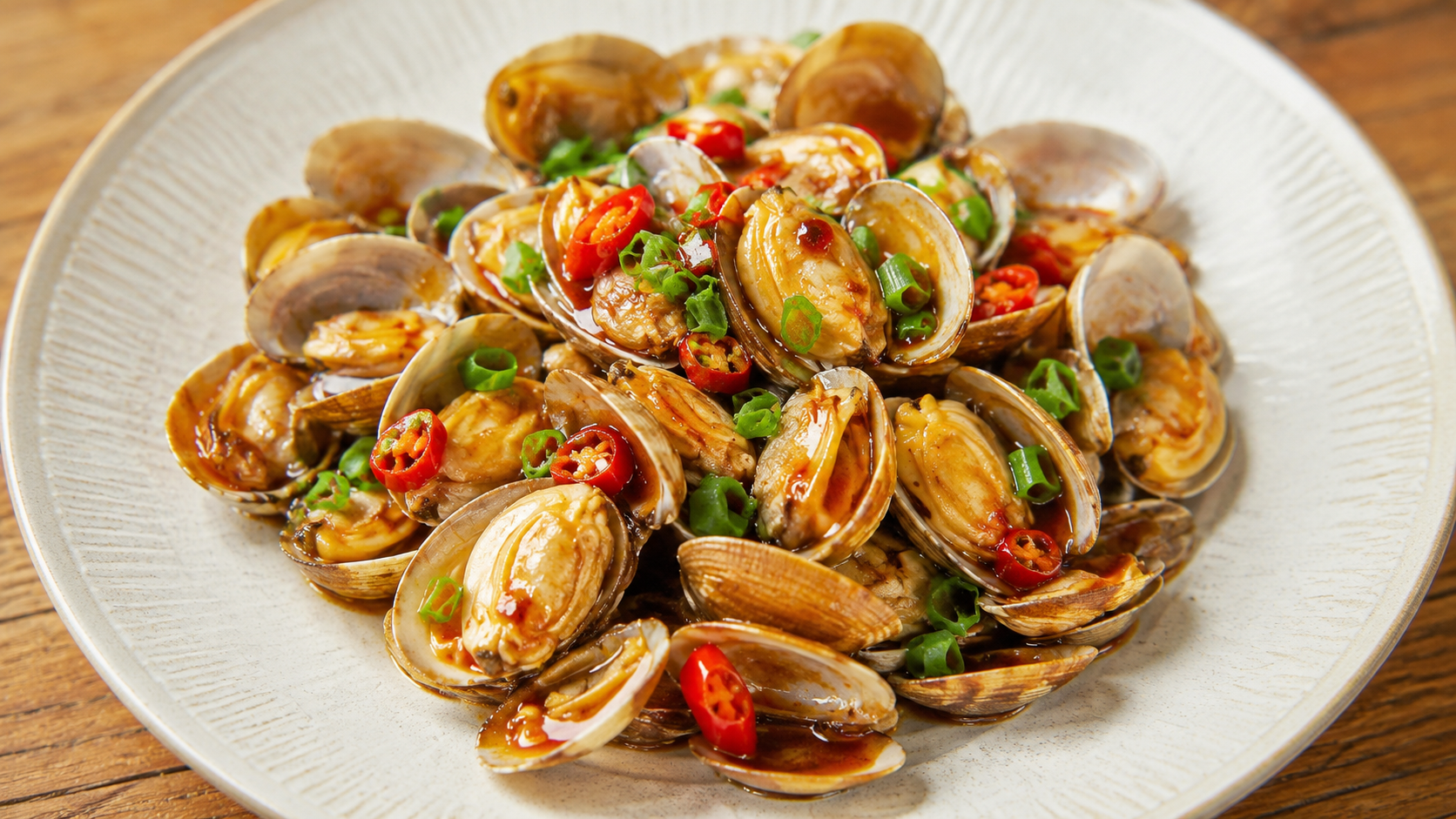 중국식 바지락볶음(辣炒花蛤, spicy clam stir-fry).