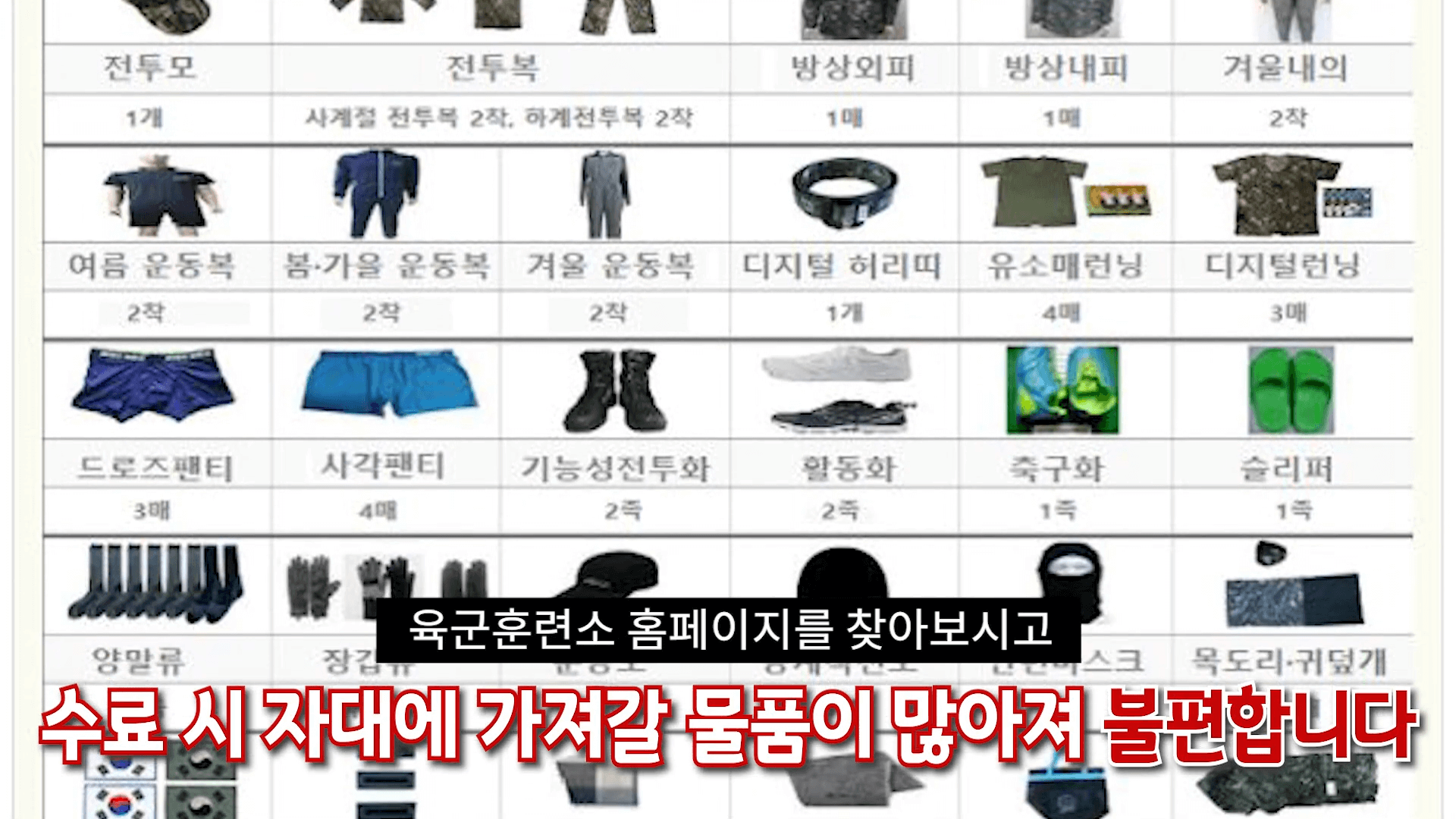 군대 훈련소 준비물