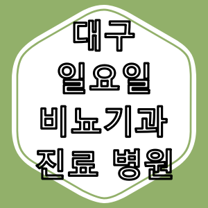 대구광역시 일요일 비뇨기과 진료 병원 안내 & 방문 가이드