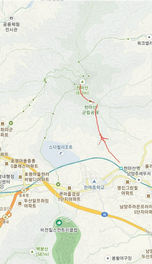 천마산 등산코스 천마산역코스 지도