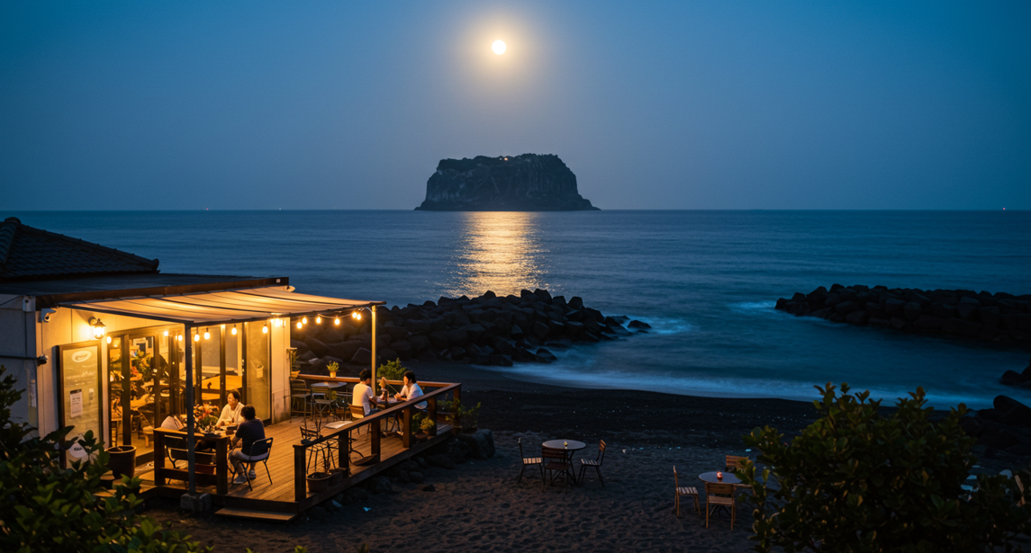 제주 월정리 해변의 밤바다