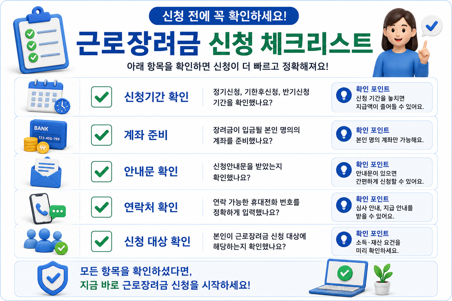 근로장려금-신청-체크리스트-신청기간-계좌-안내문-대상확인