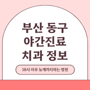 부산 동구 야간진료 치과 병원 (18시 이후 늦게까지하는 병원)