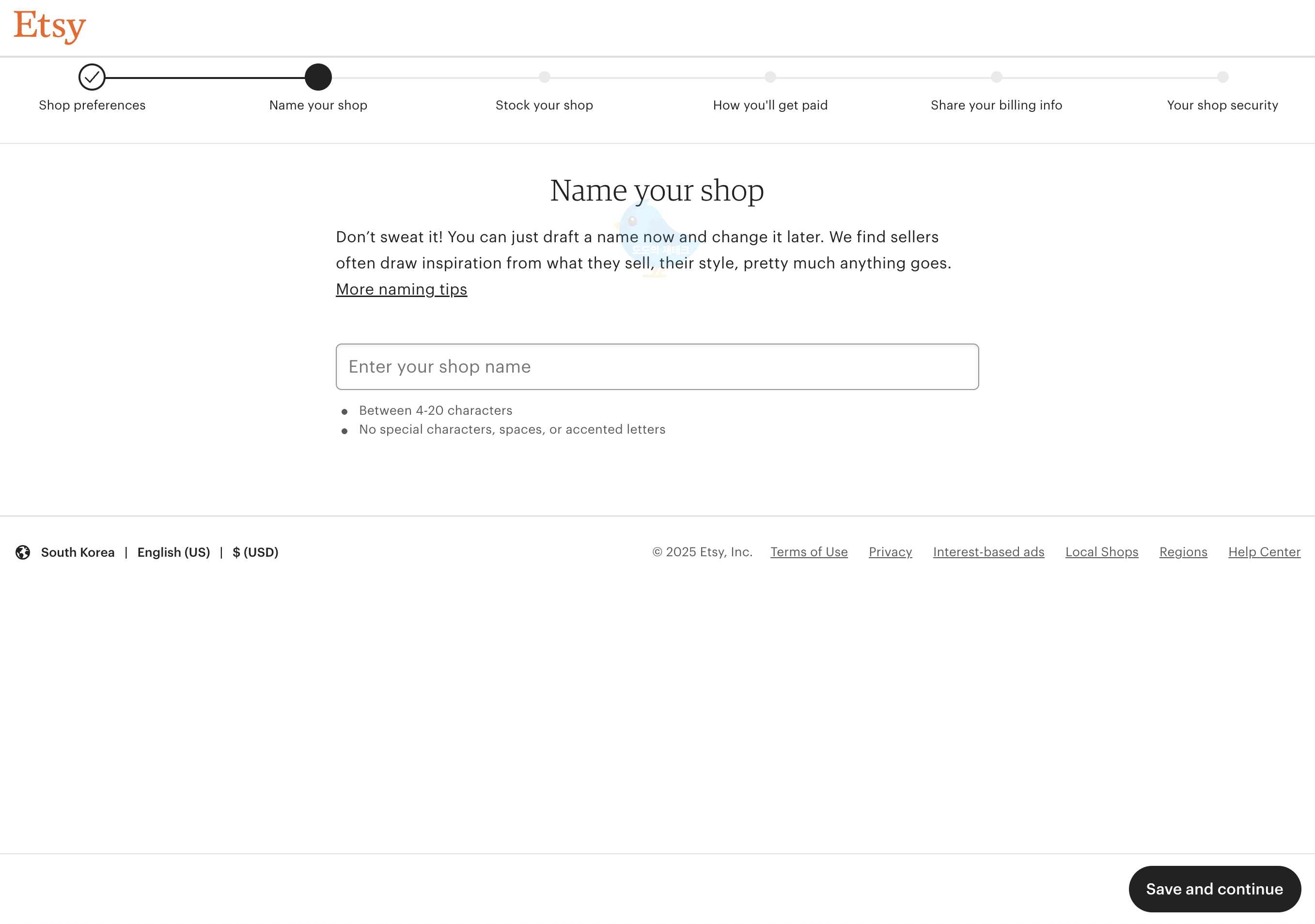 엣시샵 개설(Name your shop)