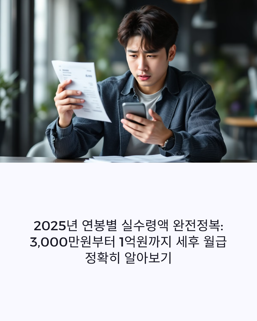 2025년 연봉별 실수령액 완전정복 3,000만원부터 1억원까지 세후 월급 정확히 알아보기