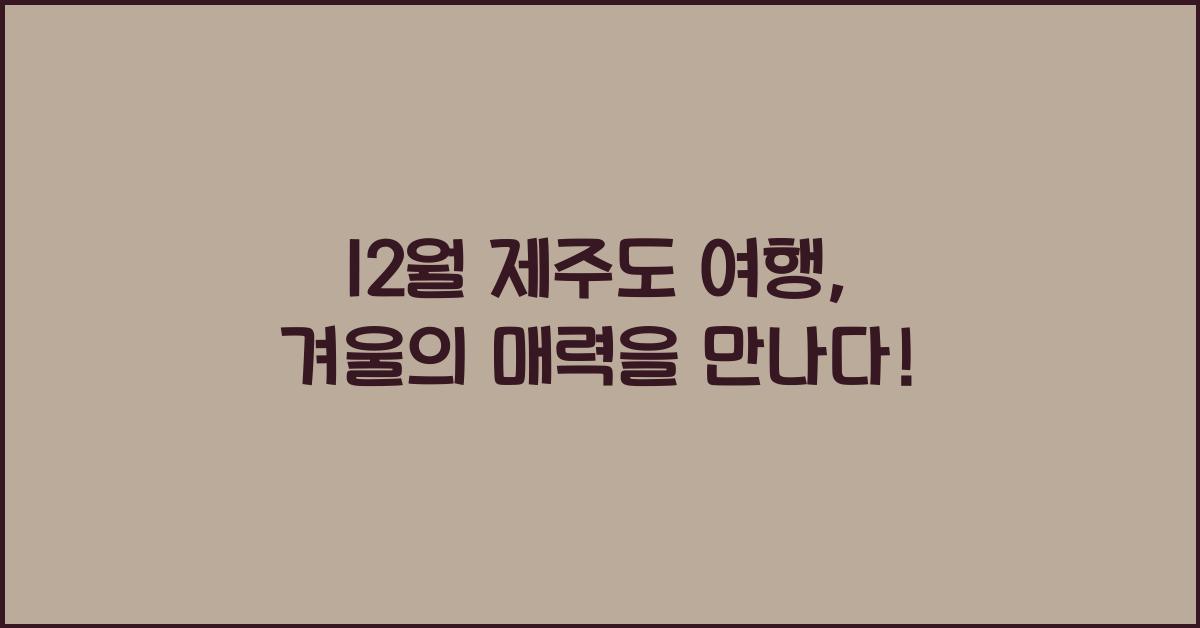 12월 제주도 여행