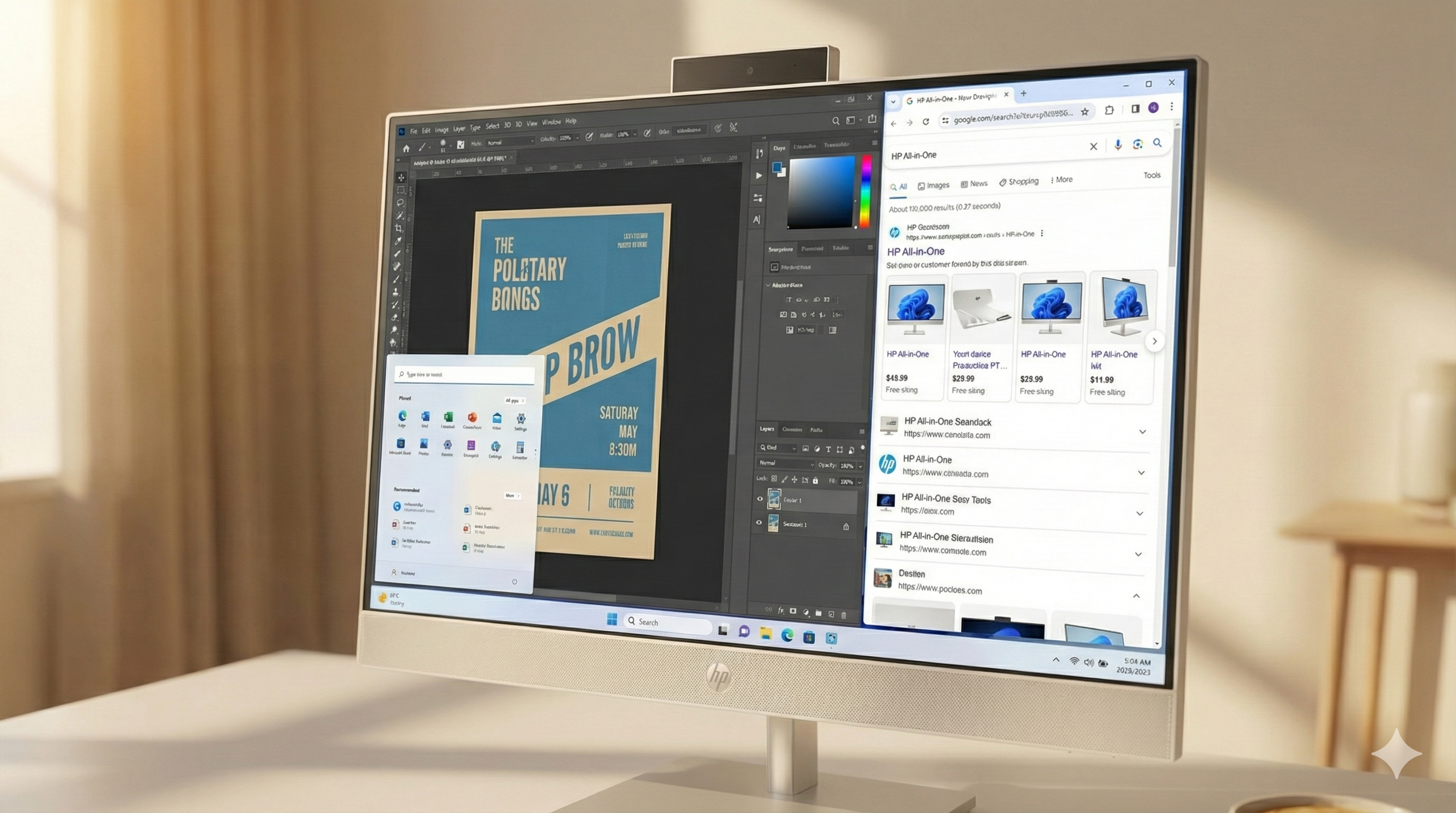 화면에 포토샵 레이어가 여러 개 띄워져 있는 작업 모습 클로즈업