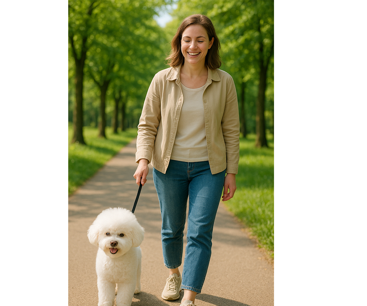 공원 산책하는 비숑