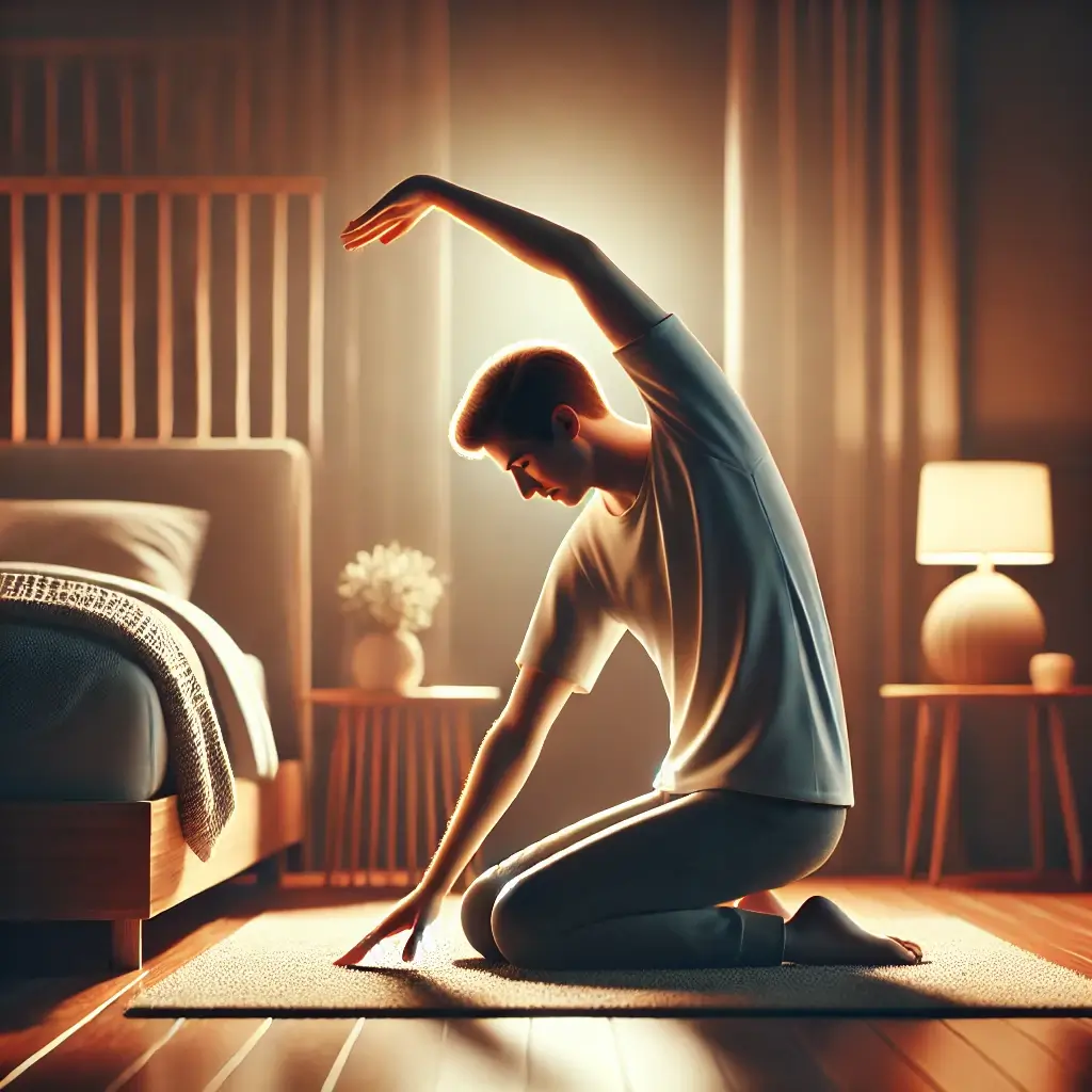 자기전-스트레칭을-통해-몸을-이완하는-남성