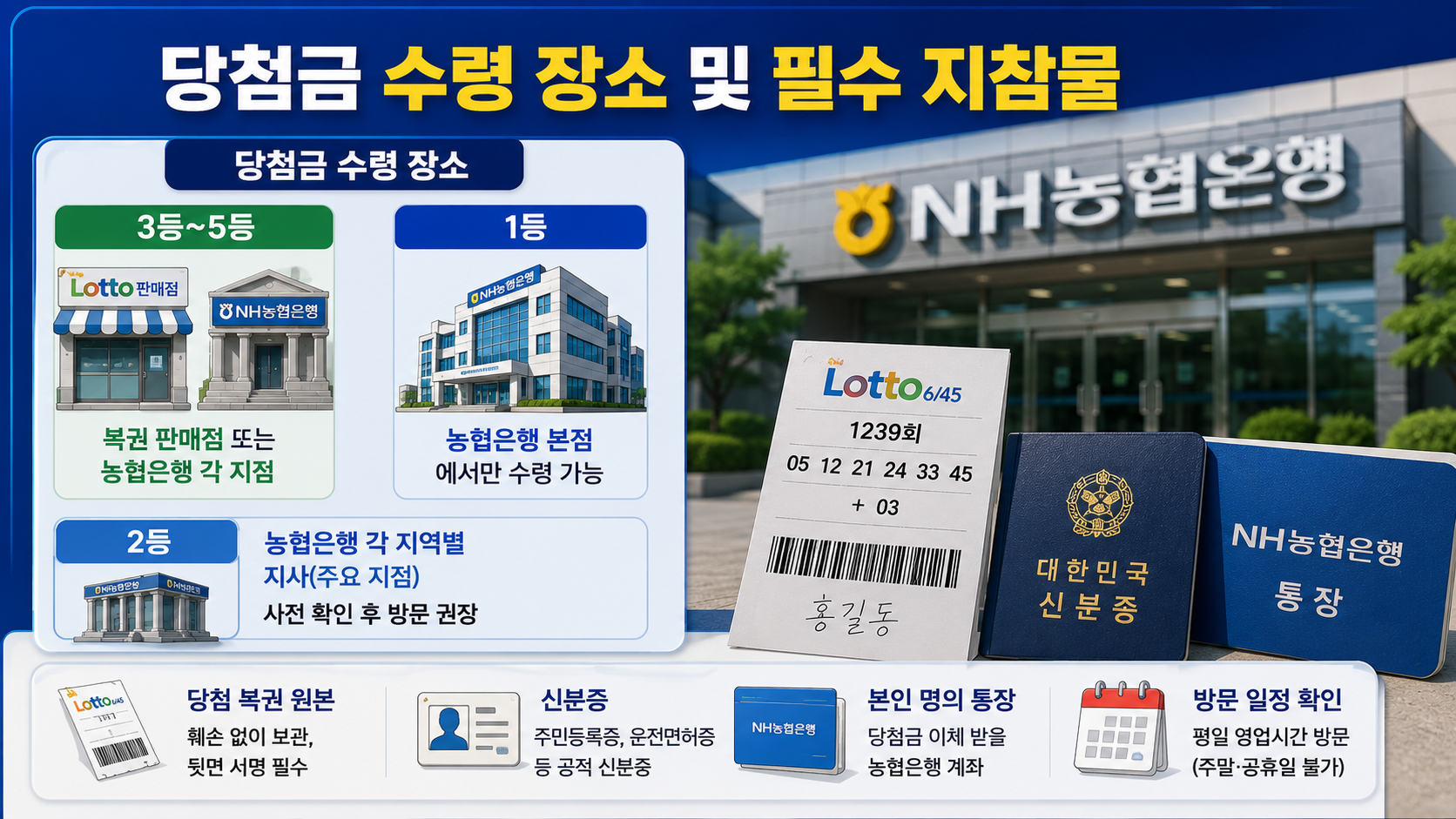 당첨금 수령 장소 및 방문 시 필수 지참물