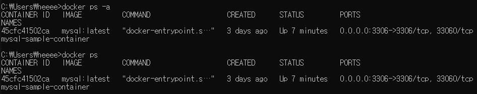 도커 컨테이너 목록 출력