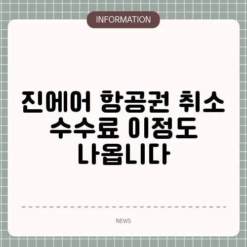 진에어 항공권 취소 수수료 이정도 나옵니다