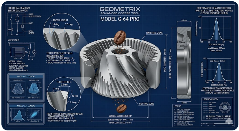 코니컬 버는 원뿔형 칼날이 원두를 짓눌러서 으깨는 성향