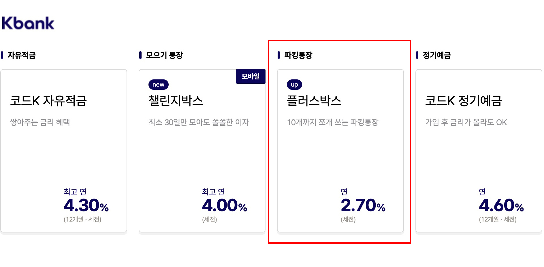 파킹통장 금리비교