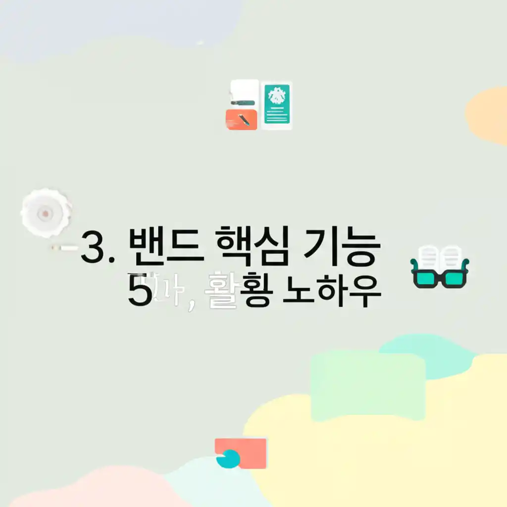 네이버 밴드 핵심 기능 5가지 활용 노하우를 시각적으로 안내하는 이미지.