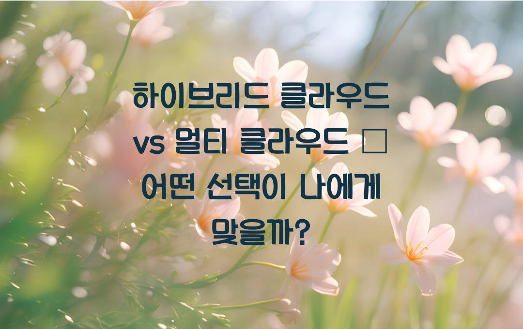 하이브리드 클라우드 vs 멀티 클라우드 – 내 비즈니스에 적합한 선택은?