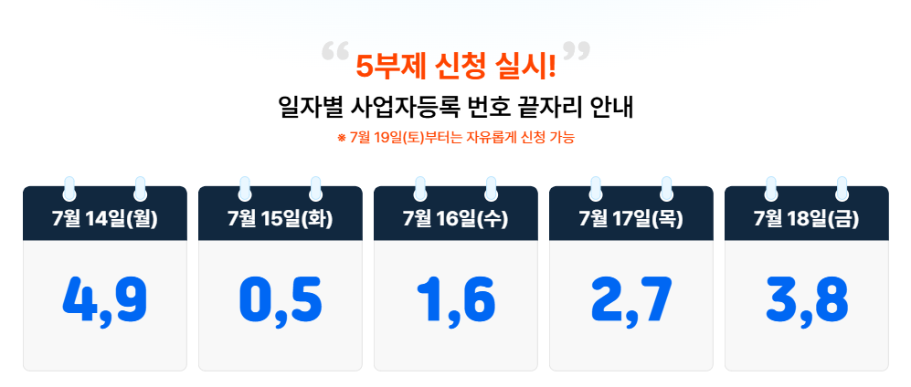 5부제 신청 날짜