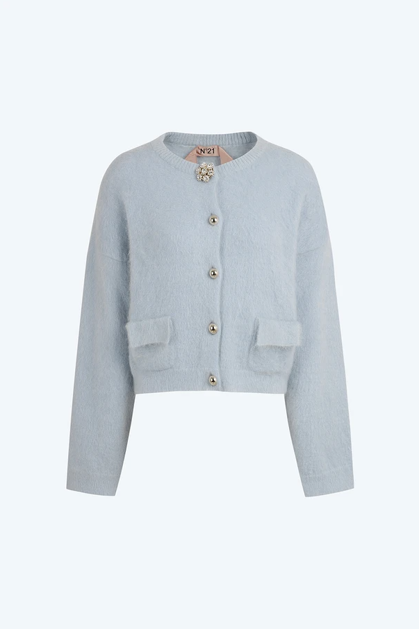 {가디건} 꼬리에 꼬리를 무는 그날 이야기 216회 :: 장도연(꼬꼬무) / N21 넘버투애니원 하늘색 보석 단추 니트 가디건