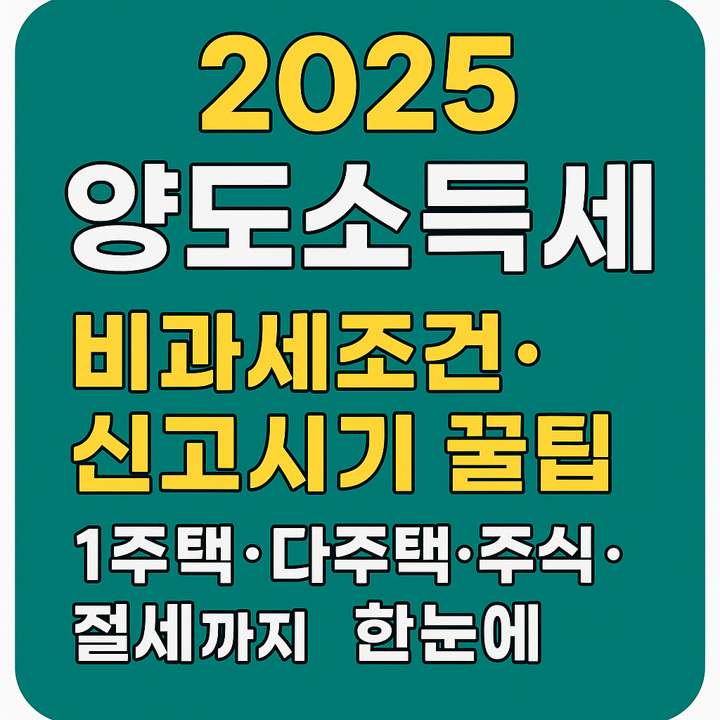 2025 양도소득세 비과세조건,신고시기 꿀팁