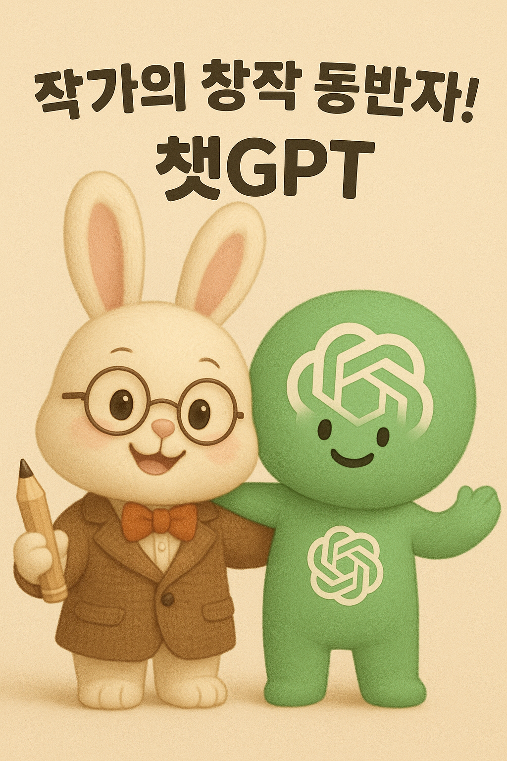 작가의 창작동반자로 챗GPT와 어깨동무하고 있는 모습