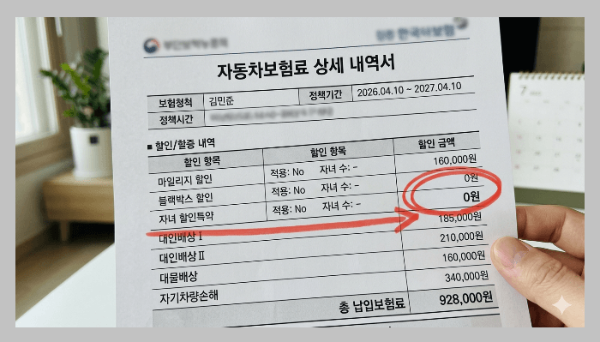 자동차보험료 자녀할인 환급 후기