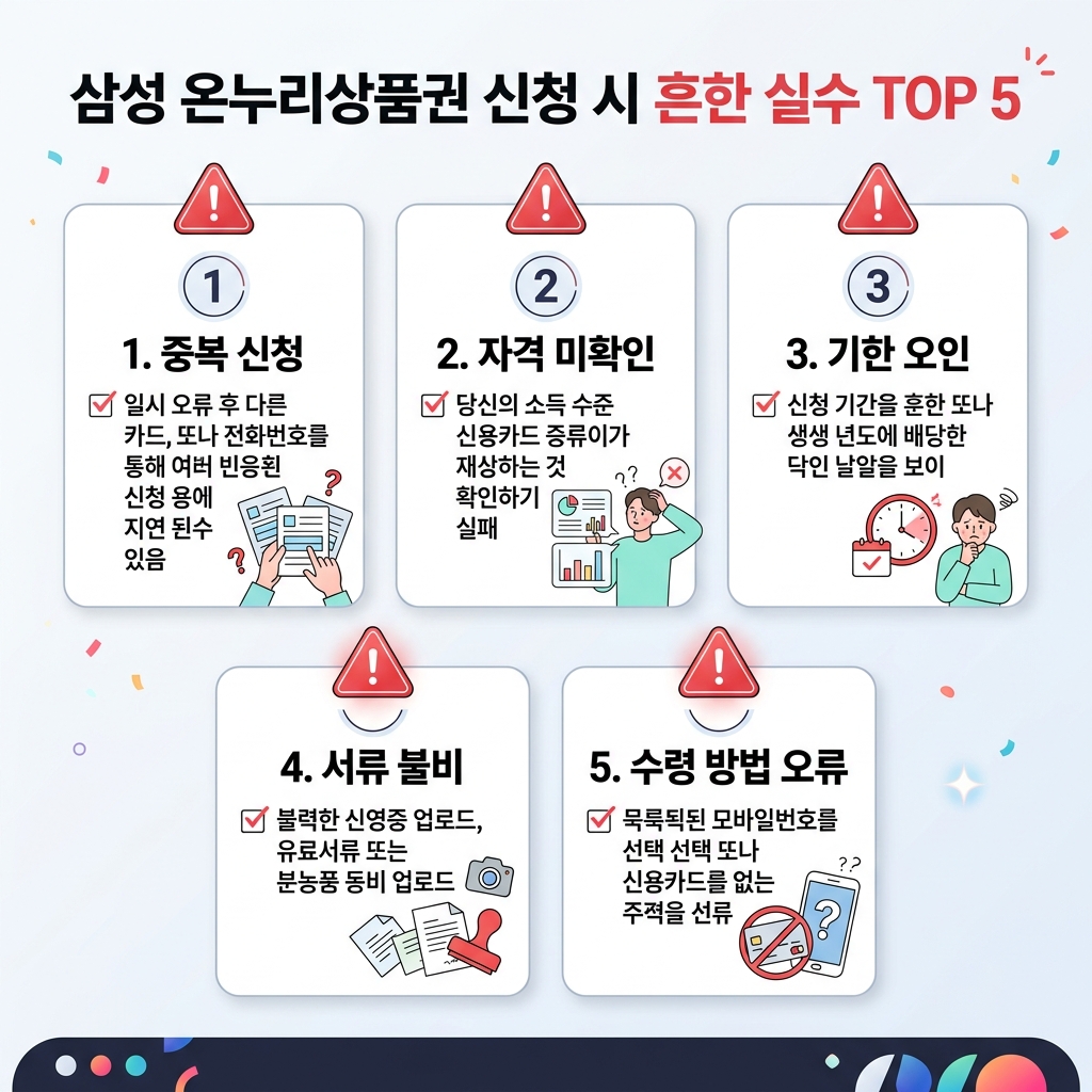 삼성 온누리상품권 신청 시 주의할 TOP 5 실수 체크리스트