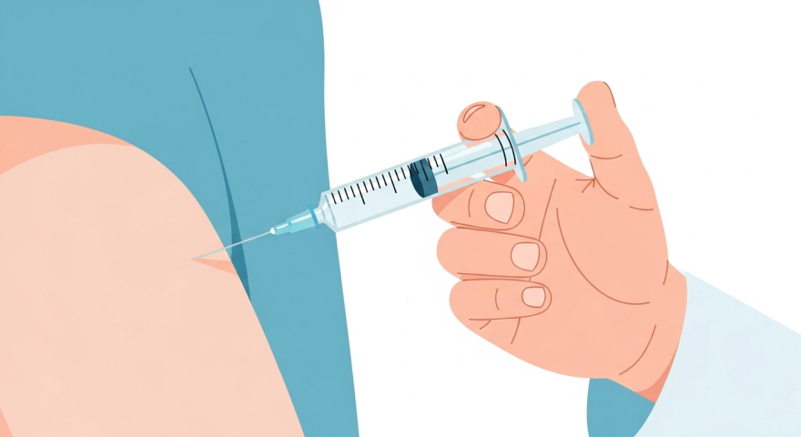 매독 치료를 위한 페니실린 주사를 맞는 모습 일러스트