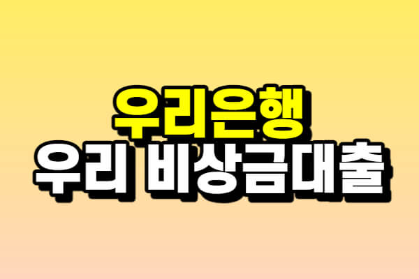 우리은행 우리 비상금대출