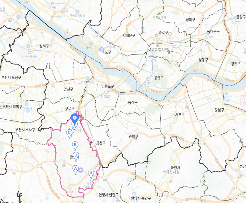 광명시-서울시-법정경계