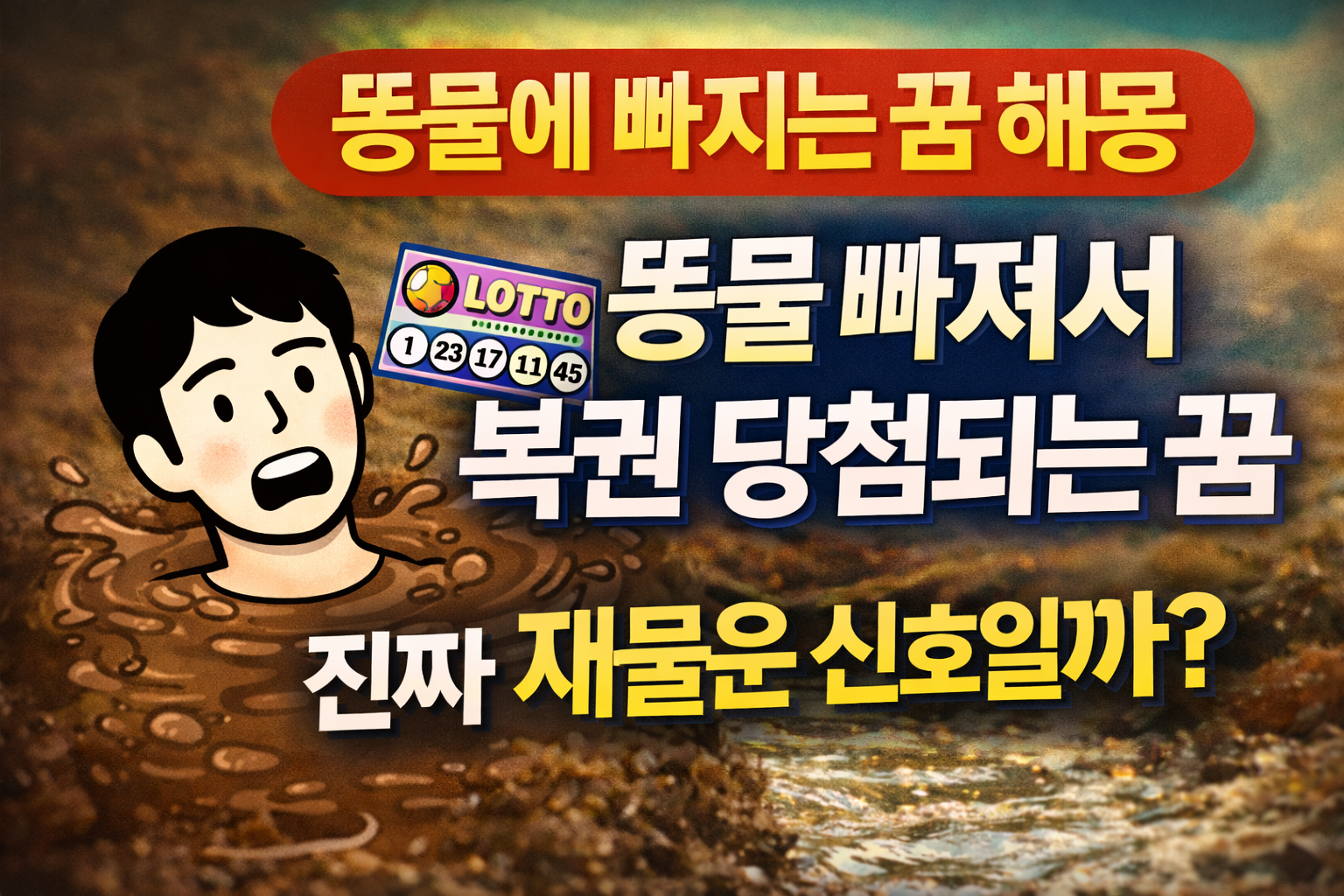 💩 똥물에 빠지는 꿈 해몽｜똥물 빠져서 복권 당첨되는 꿈, 진짜 재물운 신호일까?