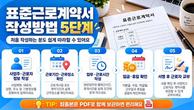 표준근로계약서 양식 다운로드｜작성방법&middot;필수항목 정리