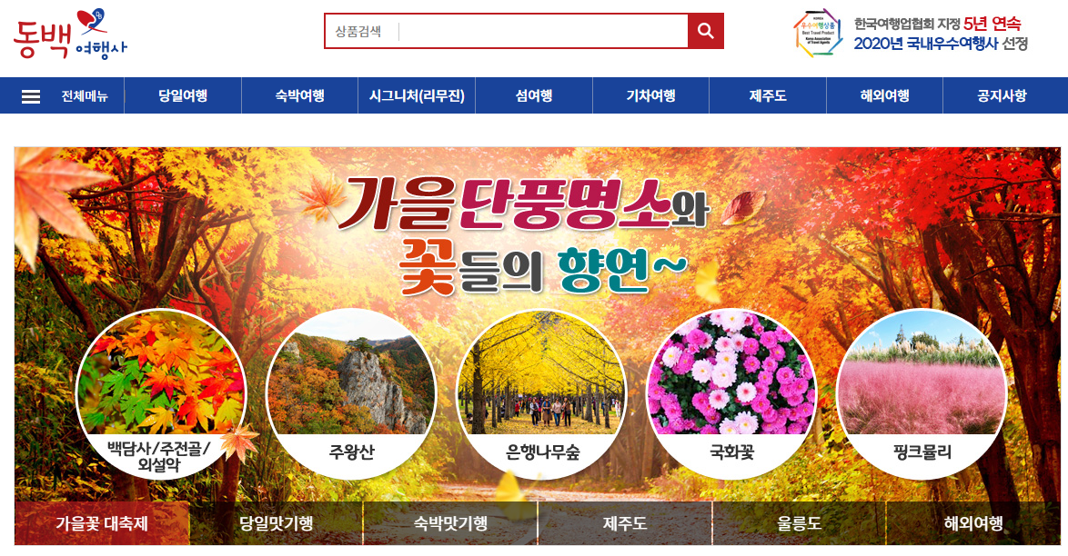 동백여행사 홈페이지