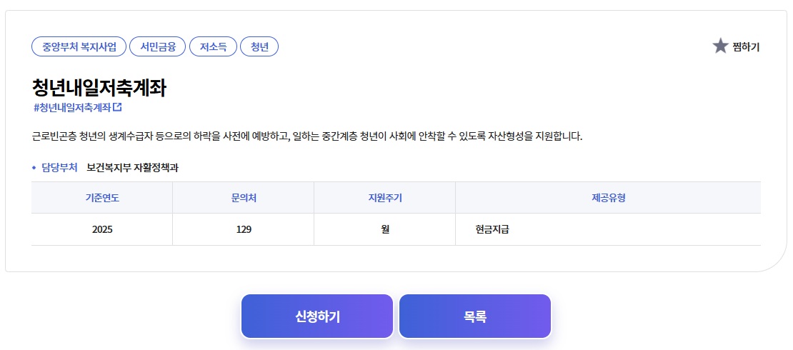 2025년 청년내일저축계좌 정부지원금 (신청, 자격, 조건, 가입)