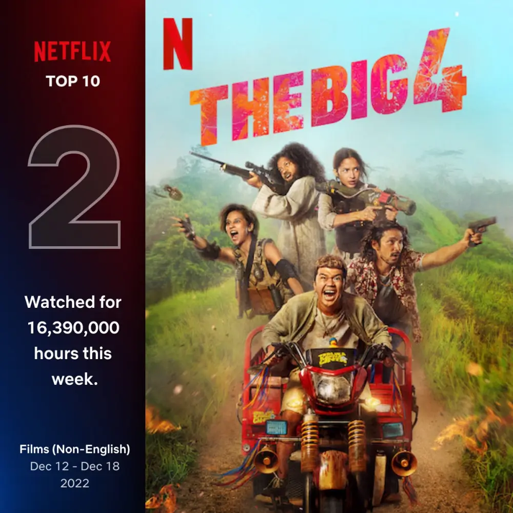 빅4의 다섯 주인공이 각자 무기를 들고있는 영화 포스터