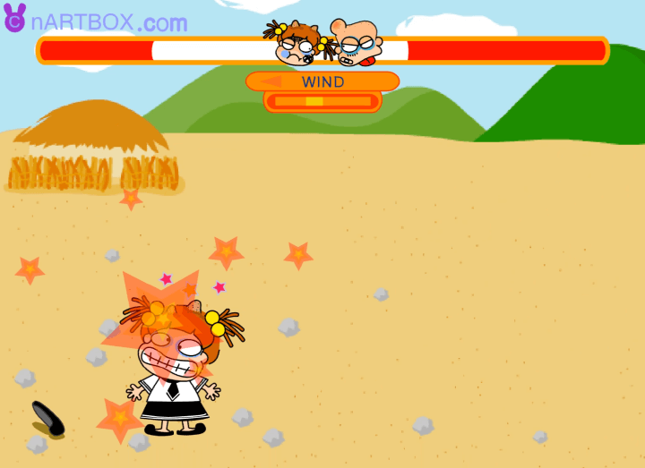 밍밍-vs-왕따-플래시게임-플레이2-밍밍이가-고무신을-맞고-아파하는-화면