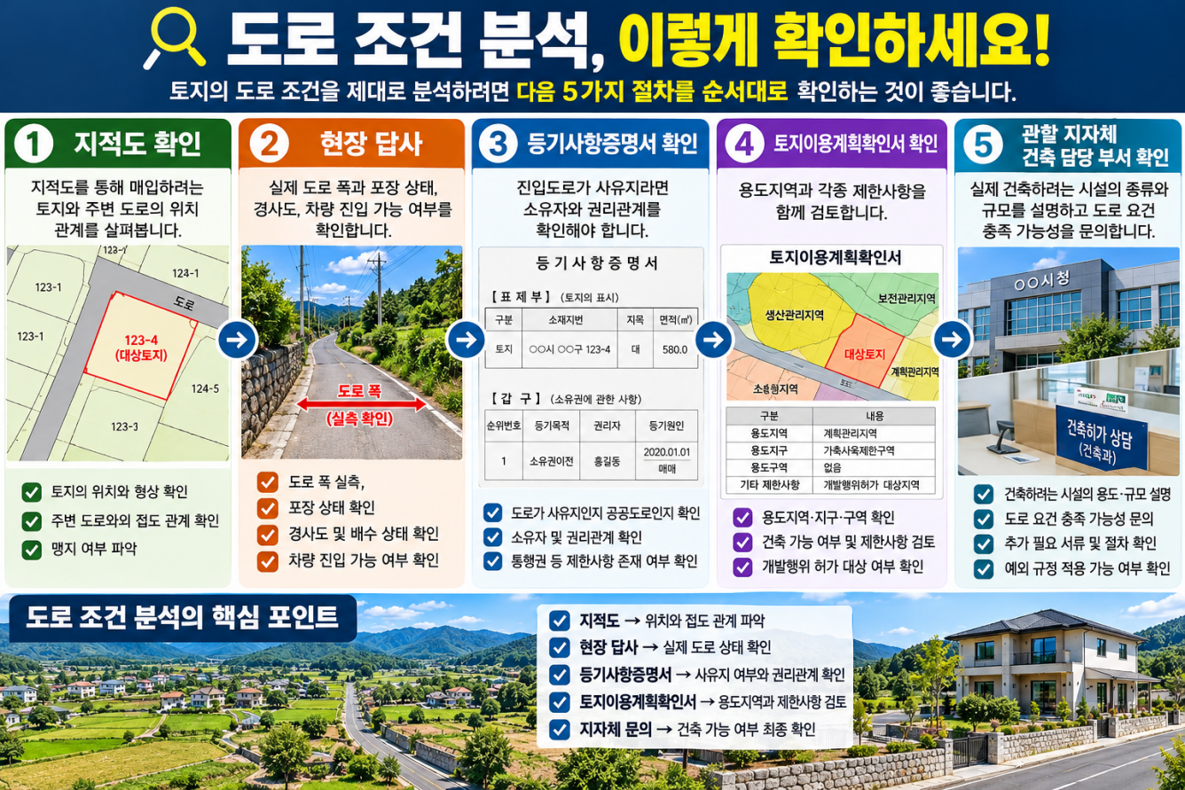 토지 매입 전 도로 조건 확인하는 방법