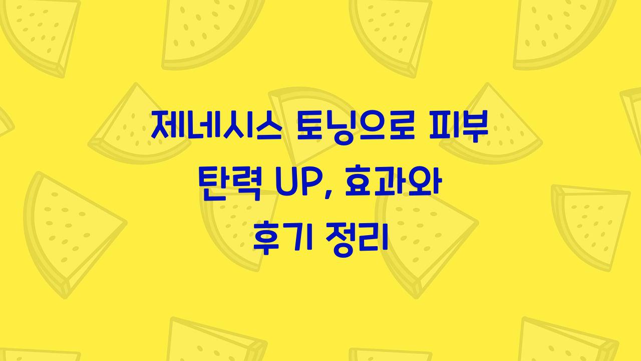 제네시스 토닝