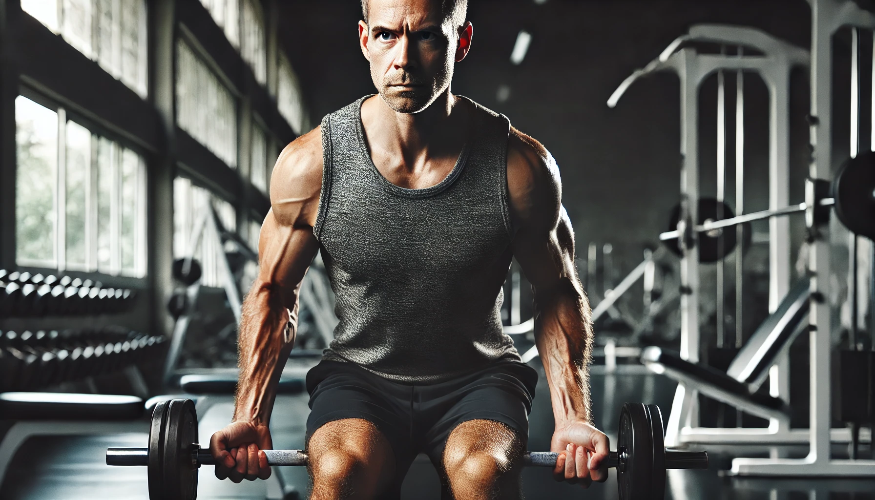 헬스장에서 운동하는 남성의 사진