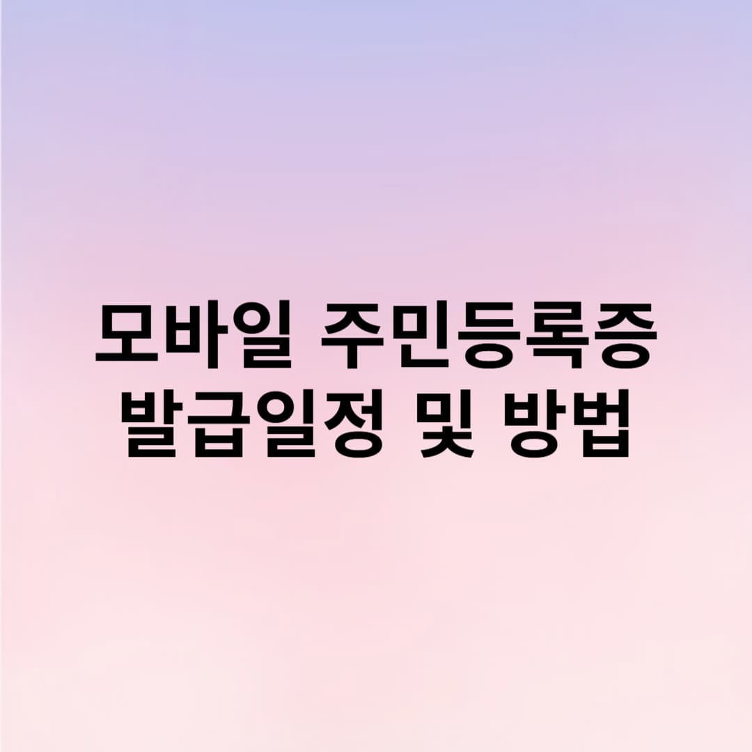 모바일 주민등록증 발급 일정