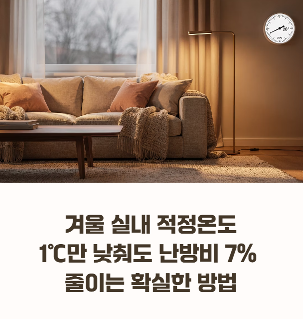 20도를 표시하는 온도계가 있는 아늑하고 따뜻한 거실, 겨울 장면