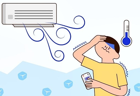 여름철 에어컨으로인한 냉방병을 표현한 그림