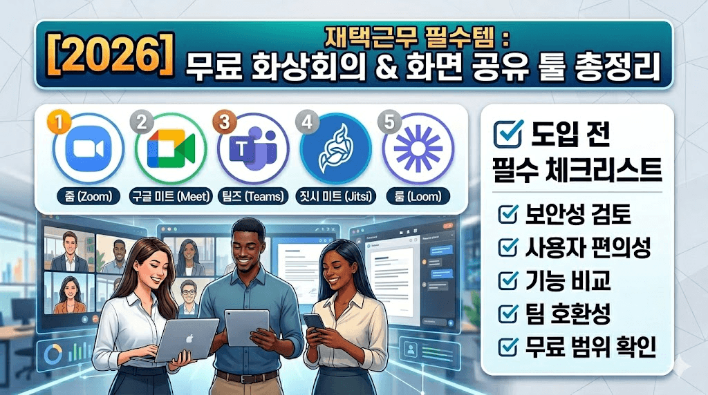 2026년 재택근무 필수템, 무료 화상회의 및 화면 공유 툴 총정리