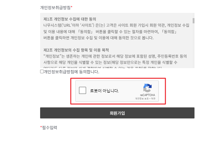 reCAPTCHA 확인